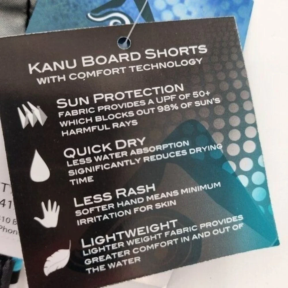 Kanu Surf Boys Avalon Striped Board Shorts Swim Black Aqua Blue Size Small 4 NWT